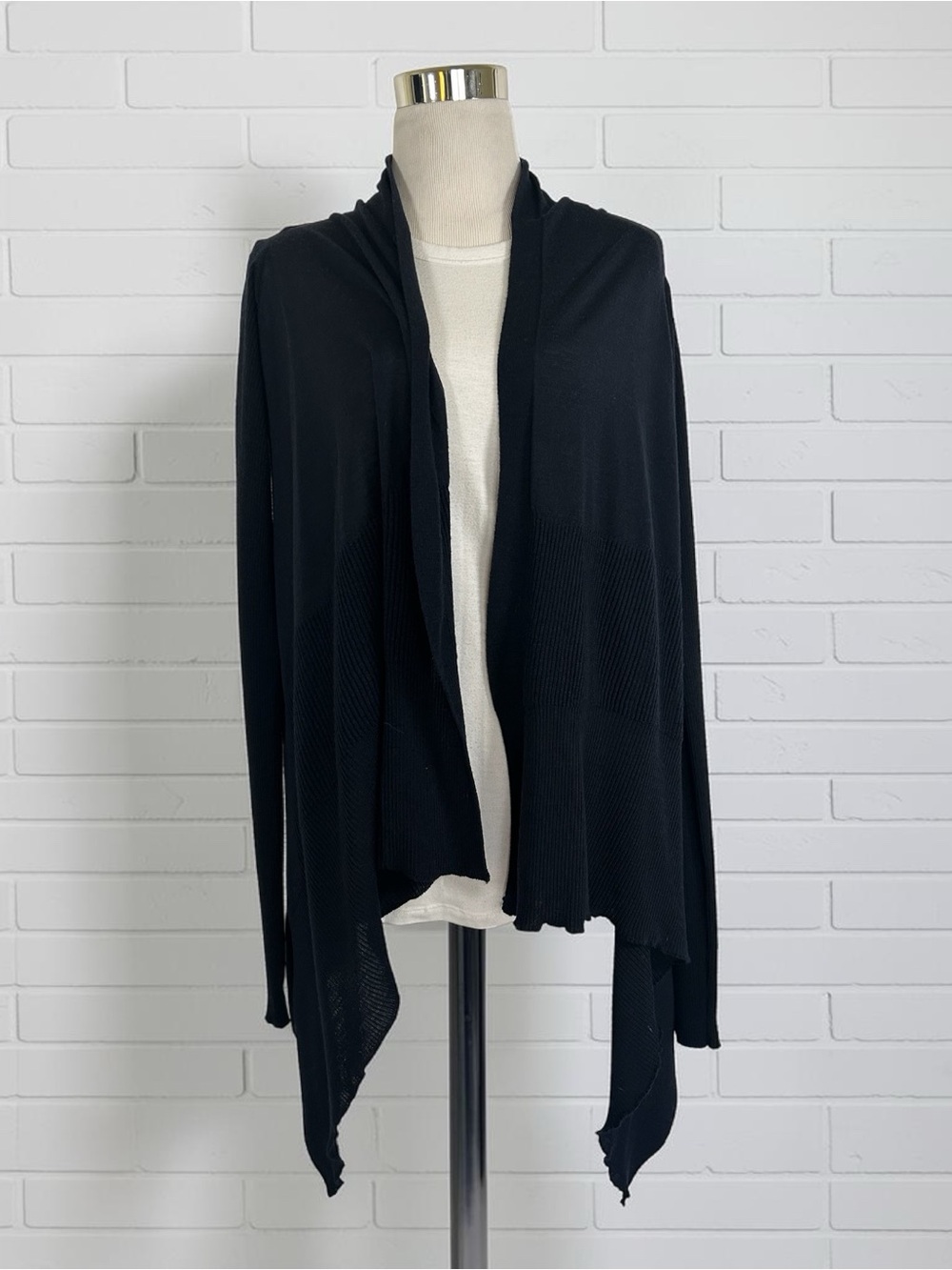 Rick Owens FW20 Performa Lapis Dark Navy Wool Draped Wrap Cardigan Sweater L